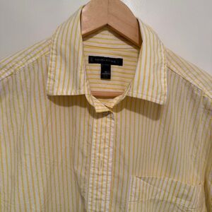 Banana Republic White and Yellow Striped Cotton Shirt